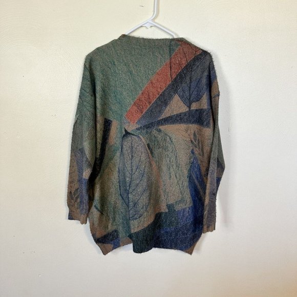 Yesno Cardigan Womens XL Oversized Wool Sweater Button Up V Neck Pockets Graphic - Picture 7 of 11